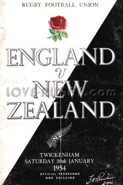 1954 England v New Zealand  Rugby Programme